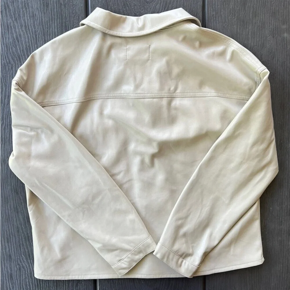 Nordstrom Tahari Faux Leather Shirt Jacket - Beige - Picture 2 of 3